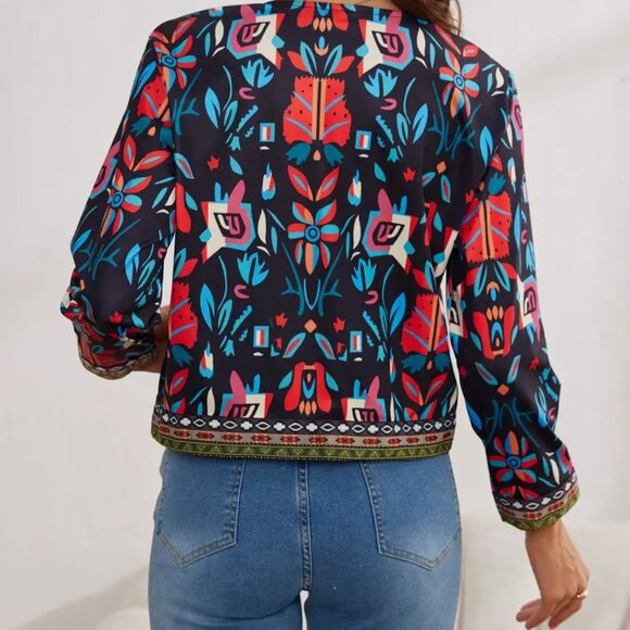 Floral pattern open front jacket - NWOT - Picture 2 of 4